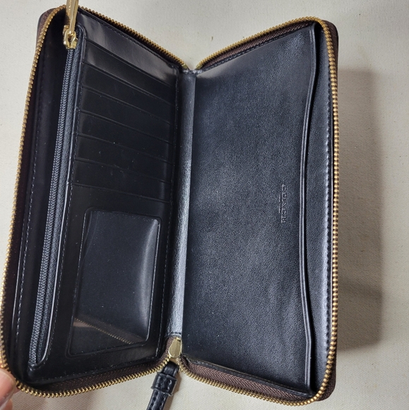 Coach Signature Brown Large Phone Wallet In Signature Canvas - Picture 9 of 15